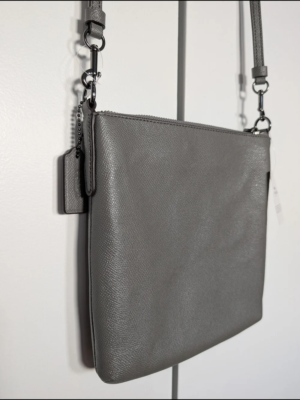 Coach Kitt Messenger Crossbody Bag in Gray Leather NWT